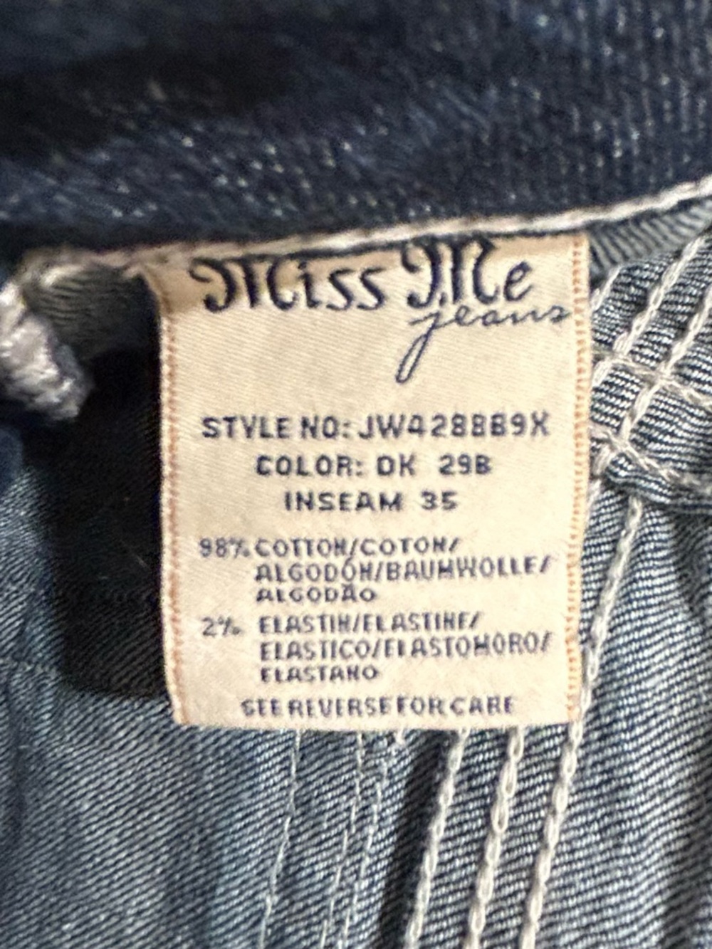 Vintage Miss Me Mid Rise Bootcut Jeans Studded Embellished Flap Pocket 31 x 35 - Picture 9 of 13
